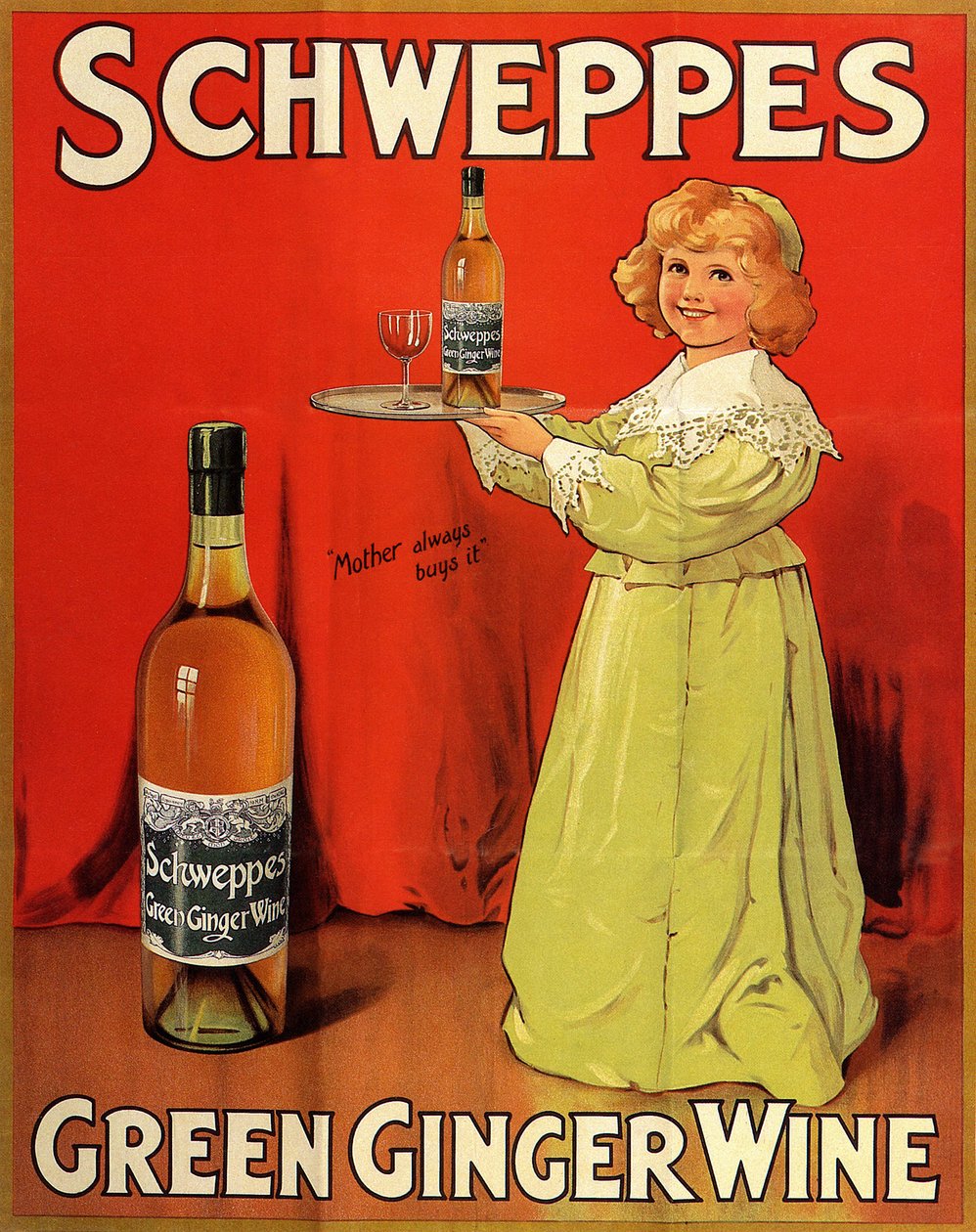 Anglický reklamní plakát na nealkoholický nápoj "Schweppes Green Ginger Wine" od Unbekannter Künstler