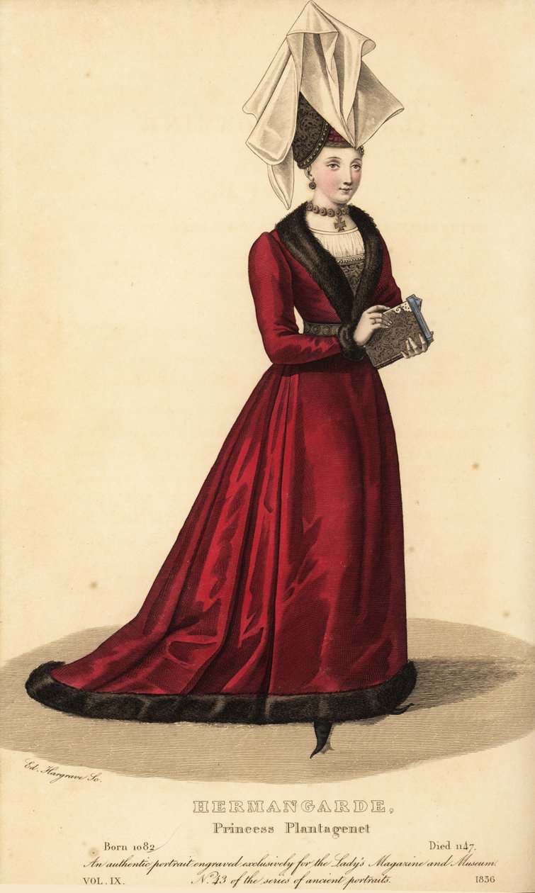 Ermengarde, princezna Plantagenet, dcera Fulka IV., le Rechin, a čarodějnice hraběnka Hildegarde z Beaugency od Unbekannt