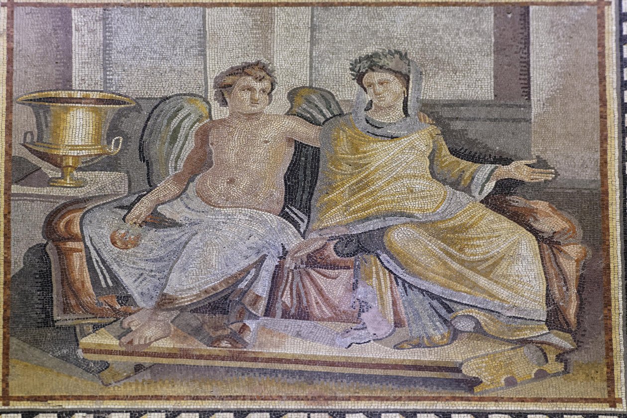 Eros a Psyché, mozaika ze Zeugmy, Muzeum mozaiky Zeugma, Gaziantep, oblast jihovýchodní Anatolie, Anatolie, Turecko, Asie od Unbekannter Künstler