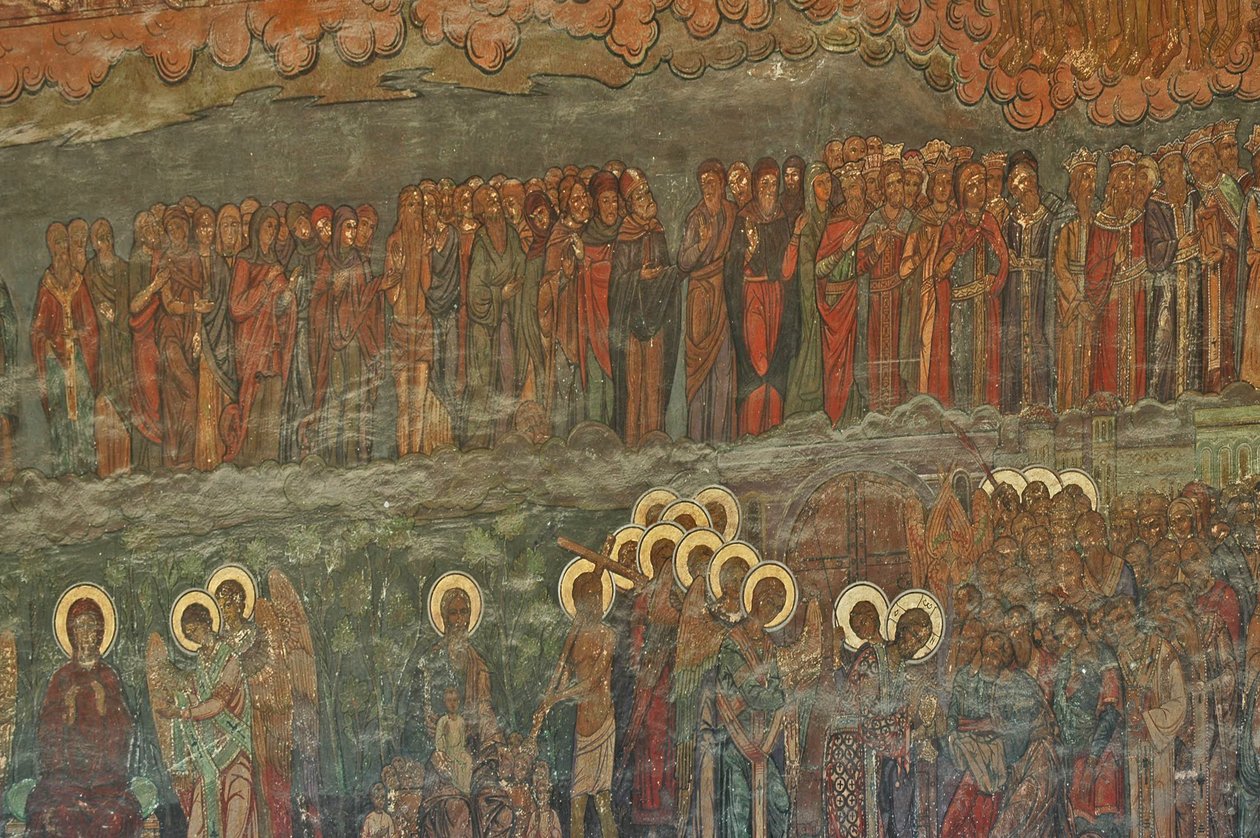 Evropa, Rumunsko, Bukurešť, patriarchální ortodoxní katedrála (1656), nástěnná freska vedle vchodu od Unbekannt