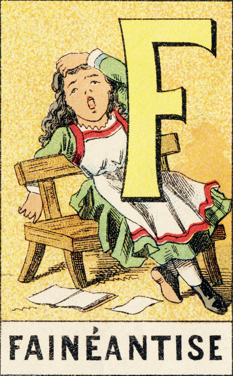 F: Faineantise - Rytina převzatá z ABCD malých dívek. Pellerin & Cie, tiskárna-nakladatel, Epinal, kolem roku 1890. Serie A. Rozměry: 19 x 13,5 cm. od Unbekannt