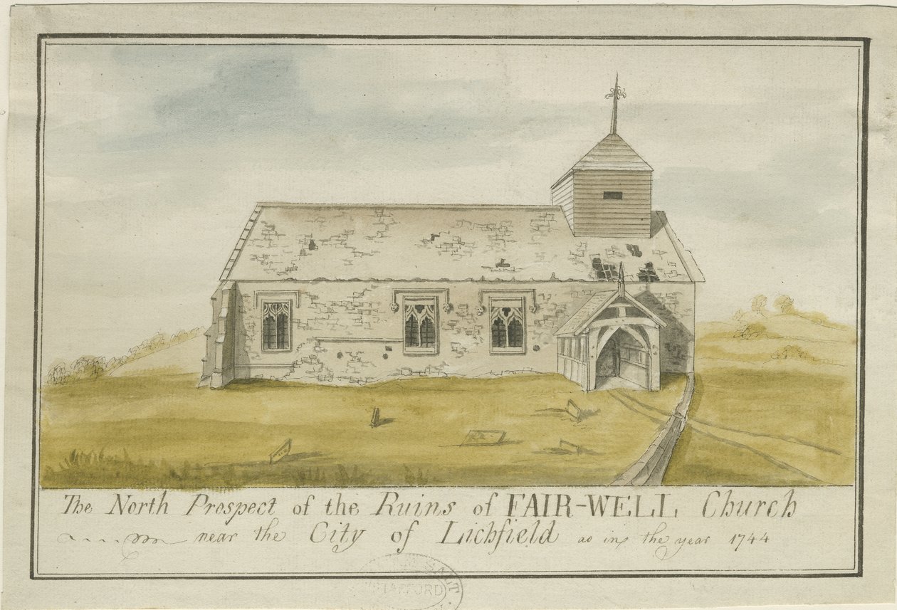 Farewell Church: kolorovaná perokresba, 1744 od Unbekannt