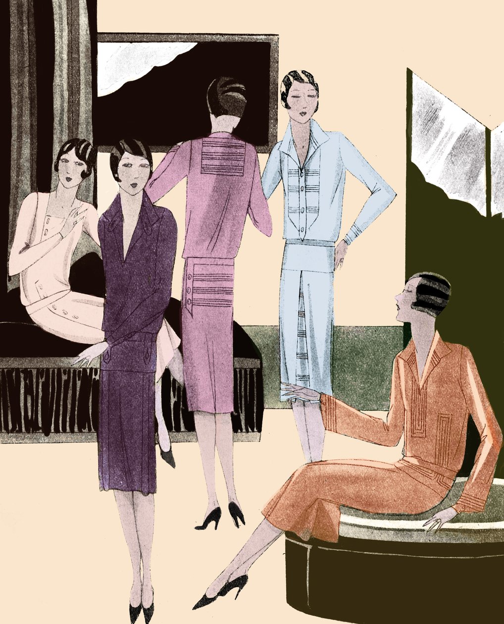 Módní šaty na jaře 1928 od Unbekannter Künstler