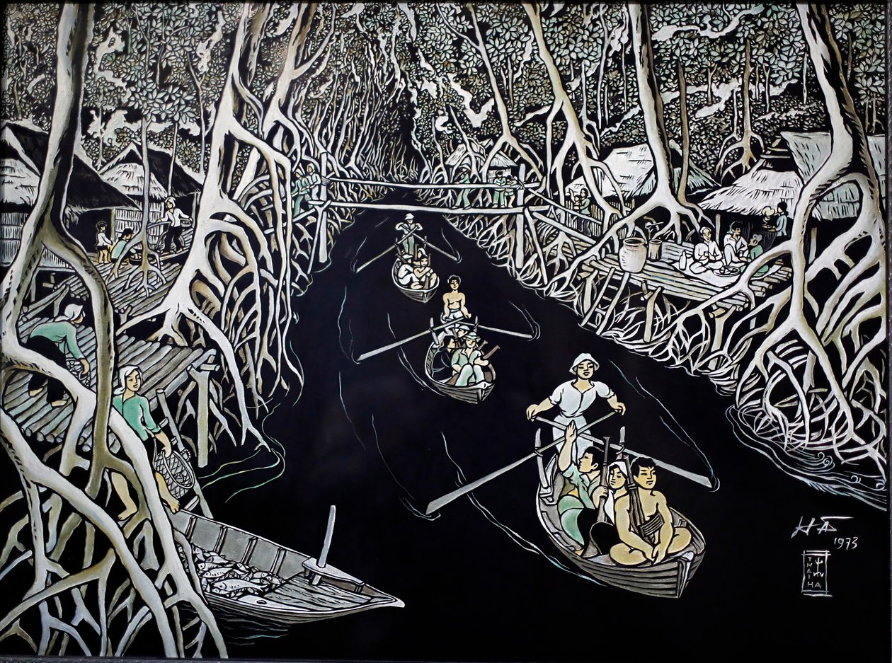 Muzeum výtvarného umění, Ca Mau Guerrillas by Thai Ha, Lakované rytí, Ho Či Minovo Město, Vietnam, 2018 od Josef Eberz
