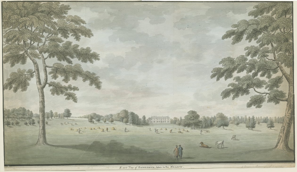 Fisherwick Hall: malba vodovými barvami, nd [1786] od Unbekannt