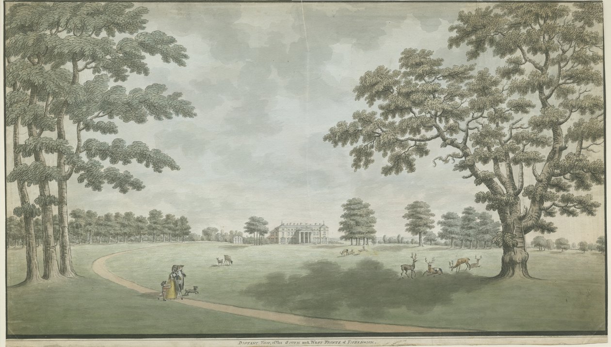 Fisherwick Hall: malba vodovými barvami, nd [1786] od Unbekannt