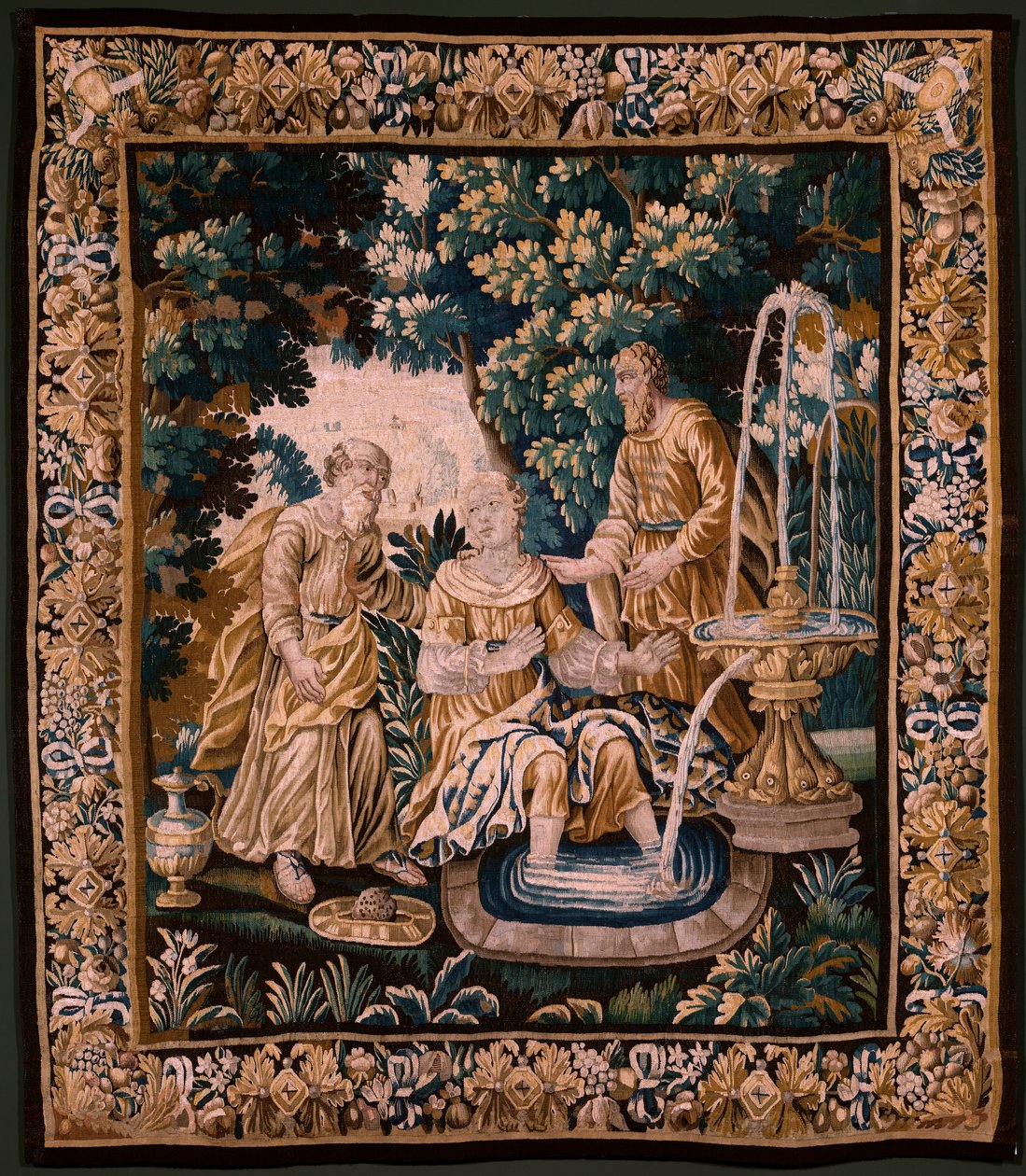 Vlámský gobelín. Suzanna a starší (Suzanna a starší). Ateliér Oudenaarde. Rozměry 254 x 220 cm. Inv (82968)-2 00003. od 