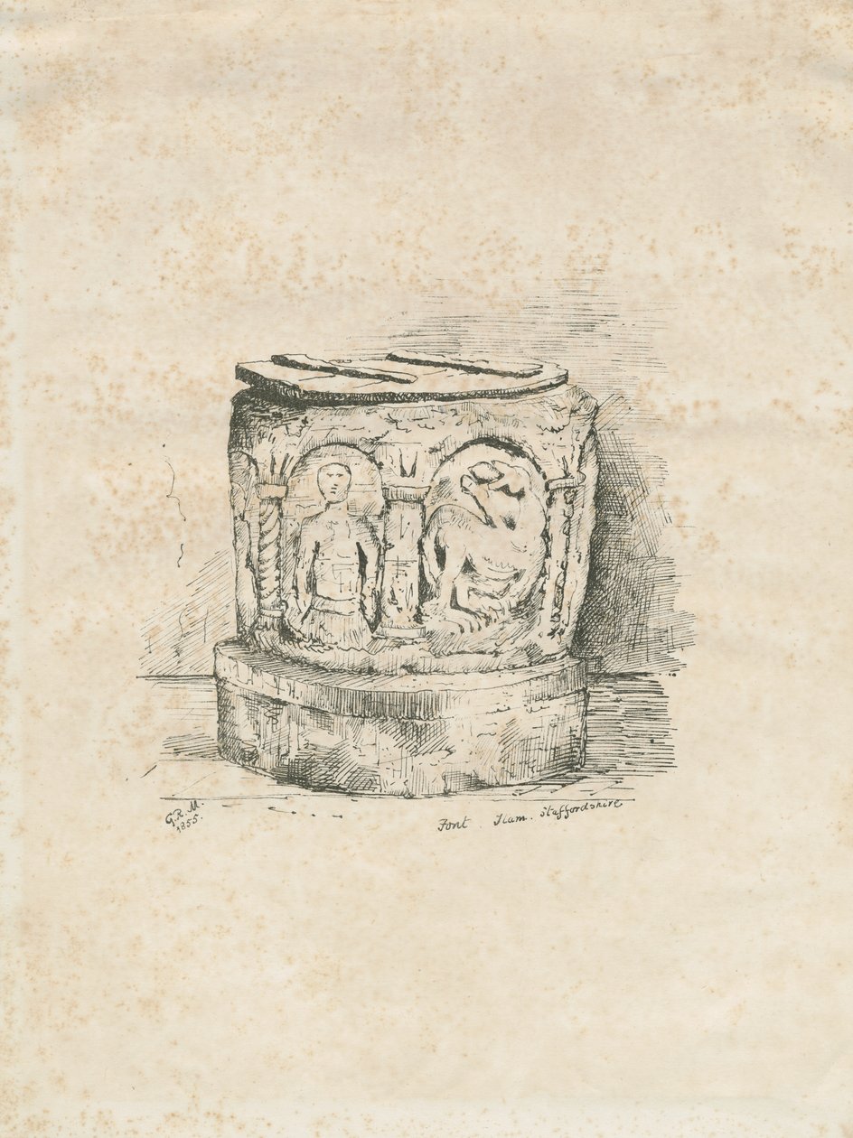 Font v kostele Ilam: litografie, 1855 od Unbekannt