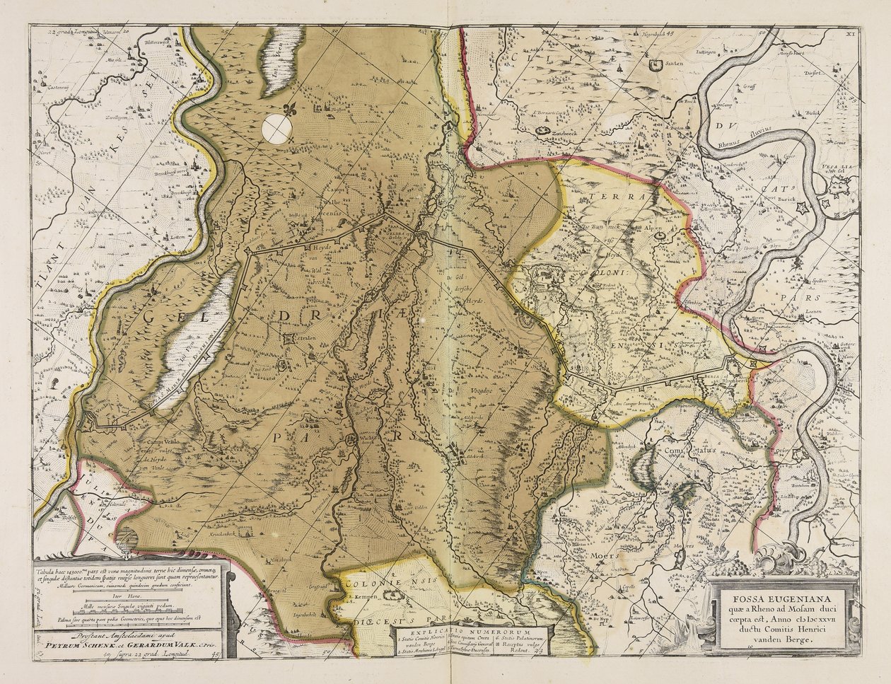 Fossa Eugeniana quae a Rheno ad Mosam duci coepta est anno MDCXXVII ductu comitis Henrici vanden Berge od Unbekannter Künstler