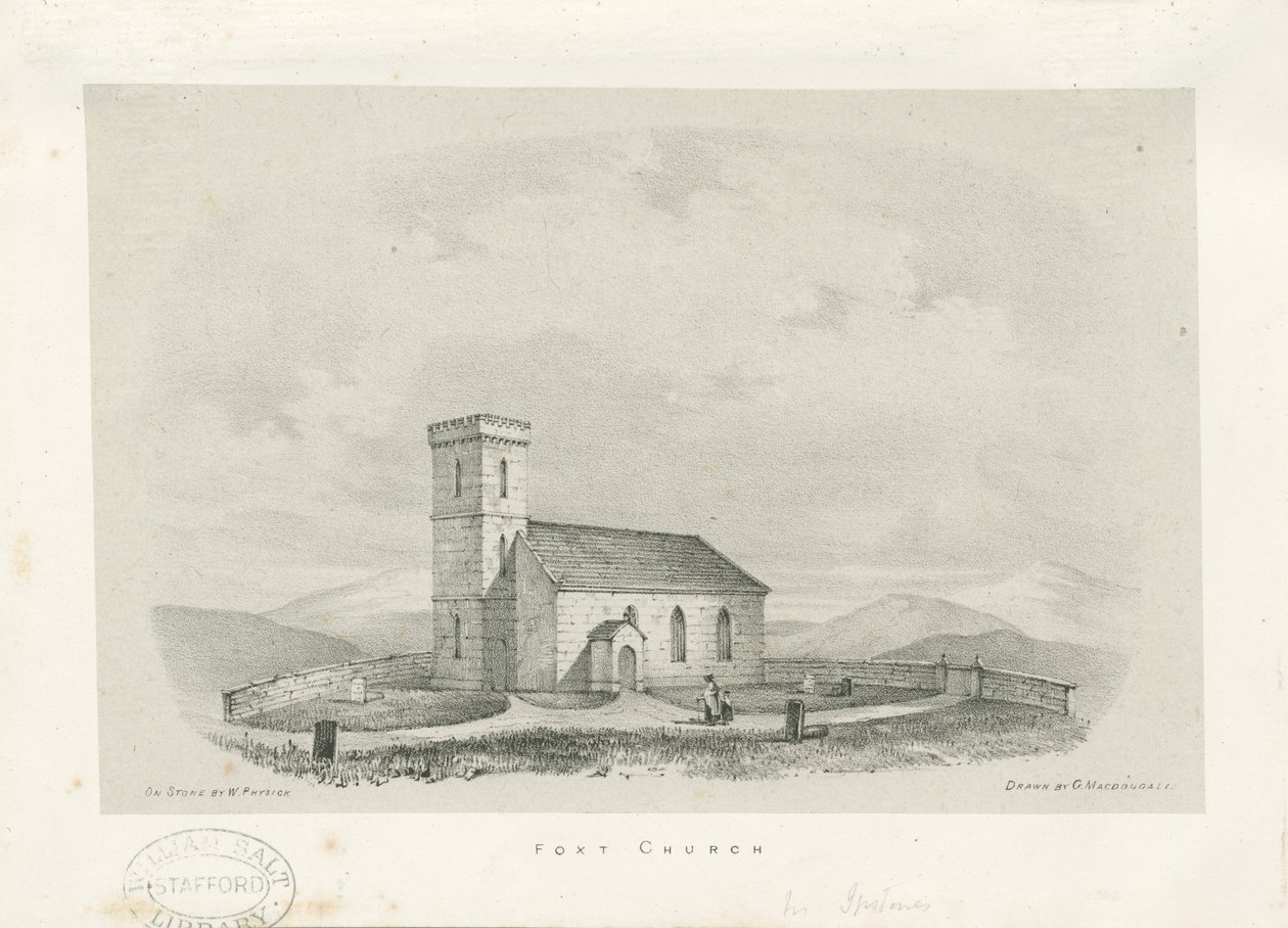 Foxt Church - litografie, nd [c 1840] od Unbekannt