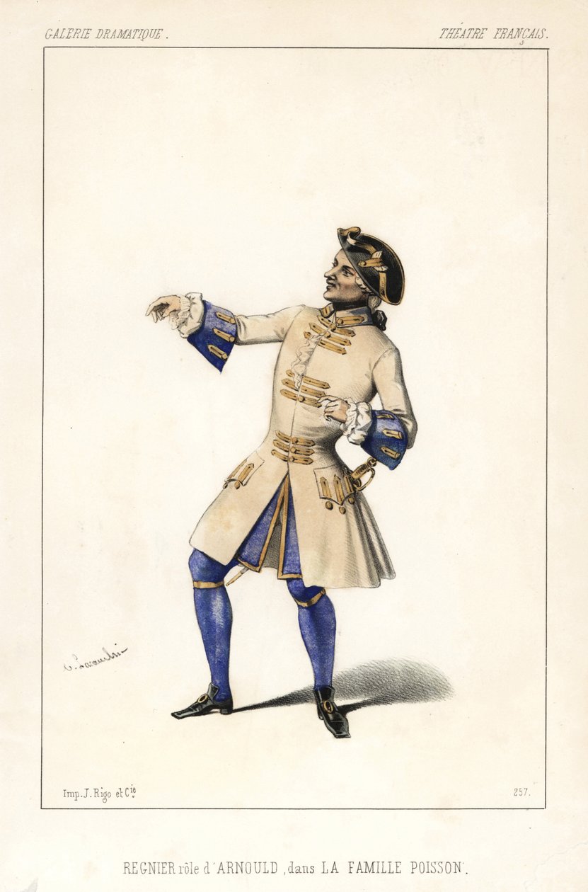Francois Regnier jako Arnould v La Famille Poisson, Joseph Isidore Samson, Theatre Francais od Unbekannter Künstler