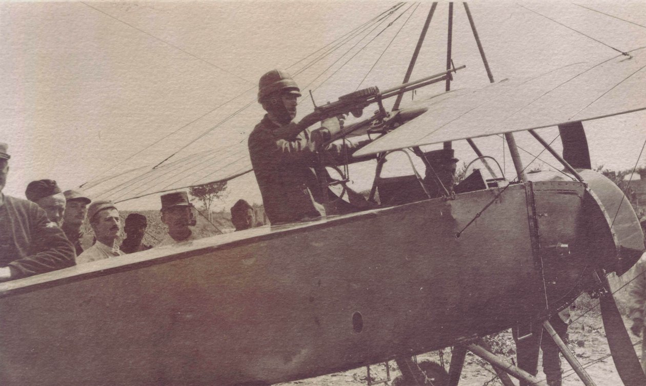 Francouzští vojáci kolem kulometu letadla - 1915 od Unbekannt