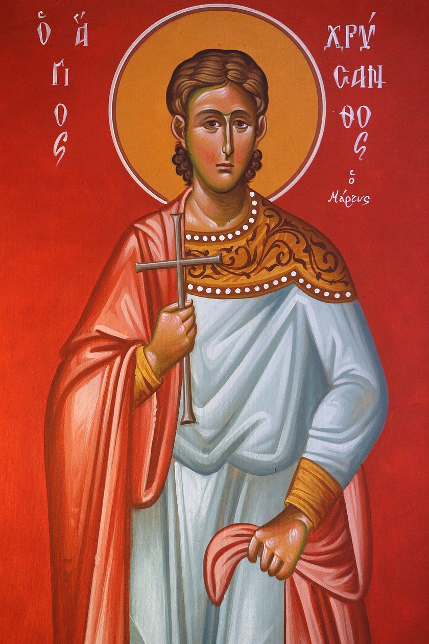 Freska v kostele svatého kříže, Pedoulas. Saint Chrysanthos, 20150510, Pedoulas, Kypr od Unbekannt