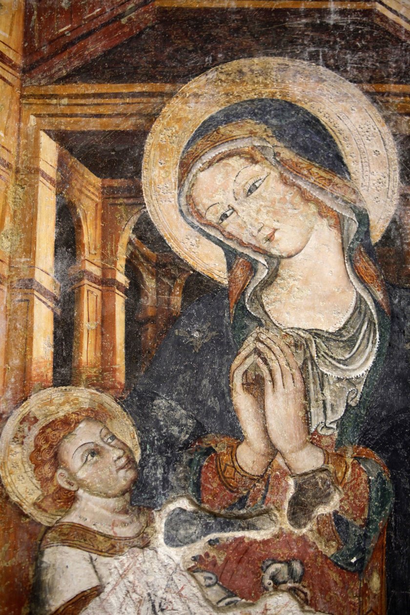 Freska v Otranto duomo: Panna a dítě 13. století, Otranto, Itálie od Unbekannt