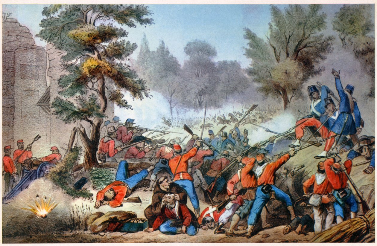 GARIBALDINI NA SESSA COMBAT 1860 (tisk) od Unbekannter Künstler