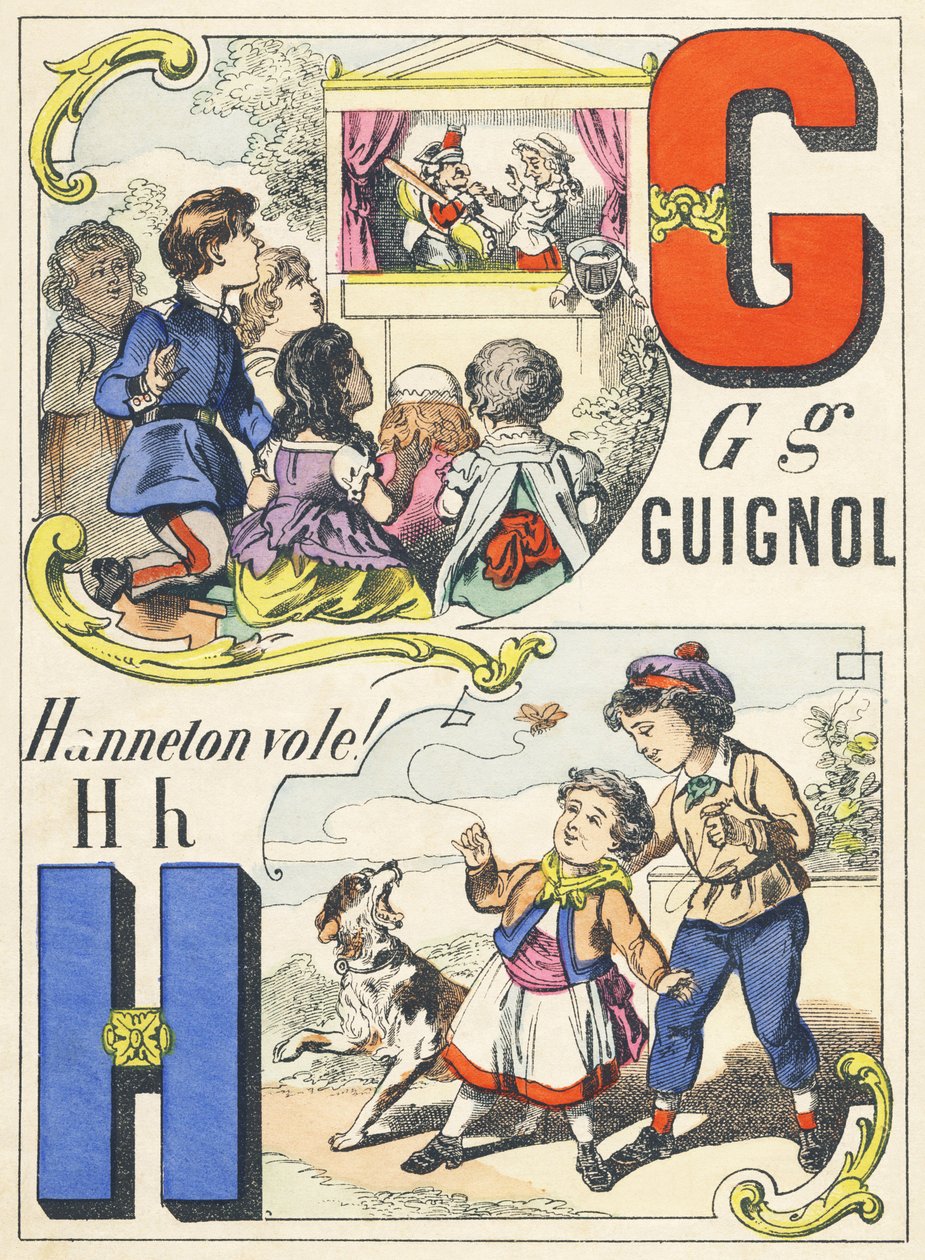 G H: Guignol, hraboš Hanneton! - Abeceda her, kolem roku 1890 (ilustrace) od Unbekannt
