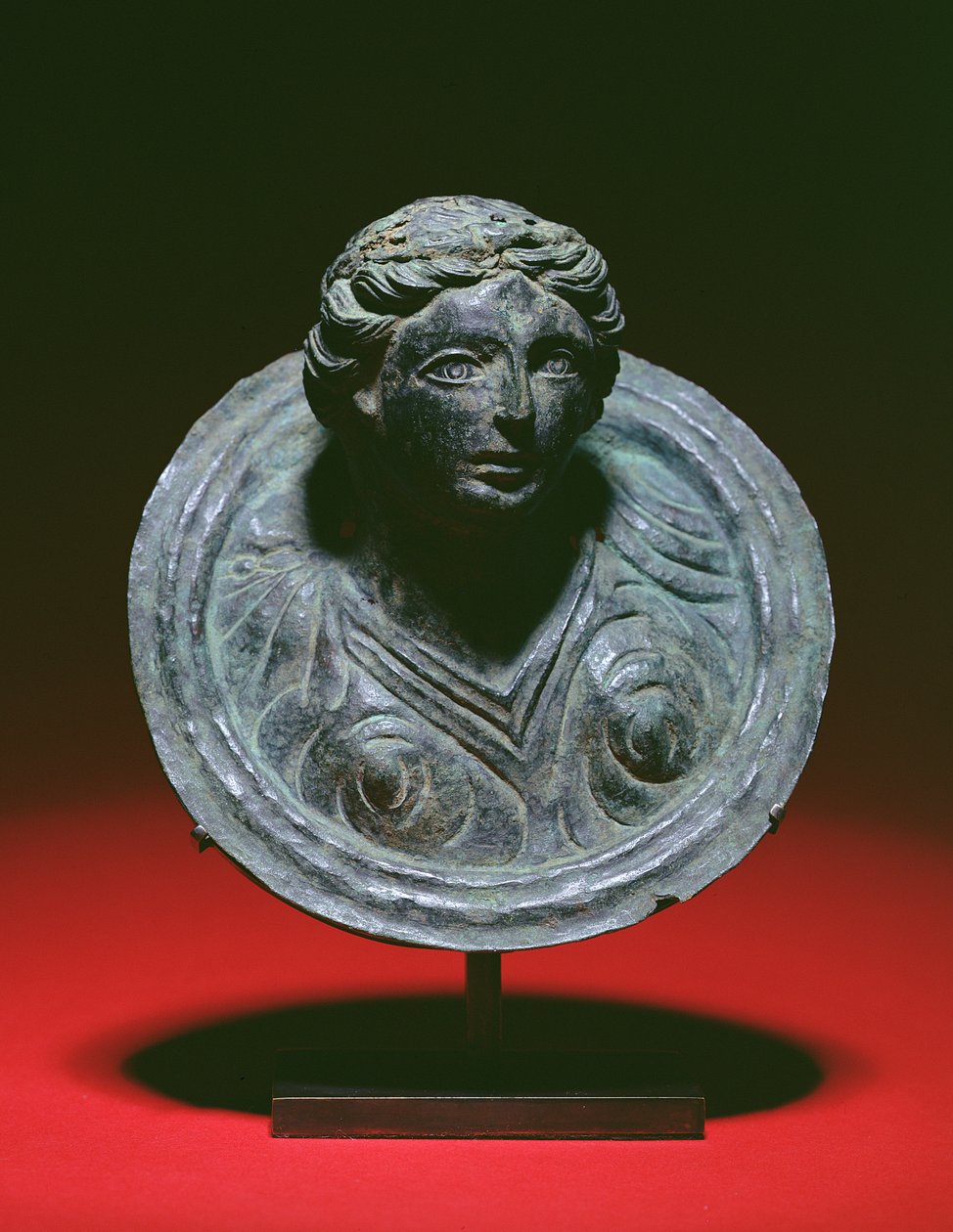 Gallo-římský repousse nášivka rondel s poprsím ženy, 2.-3. století našeho letopočtu (bronz) od Unbekannt