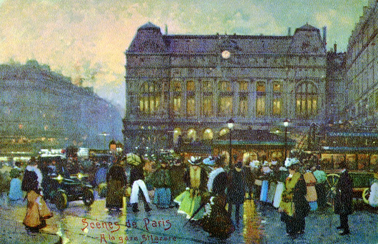 Gare St Lazare, Paříž, kolem roku 1900. od Unbekannter Künstler
