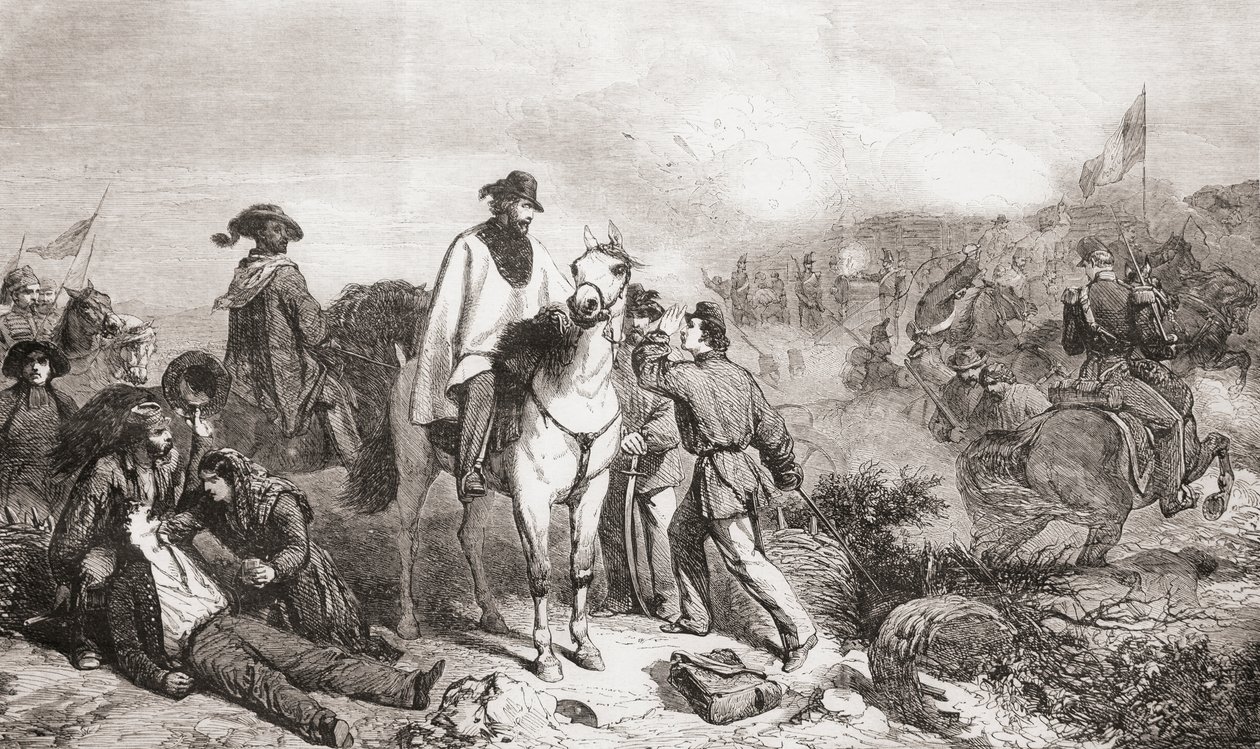 Garibaldi v Itálii během obléhání Říma v roce 1849 od Unbekannter Künstler