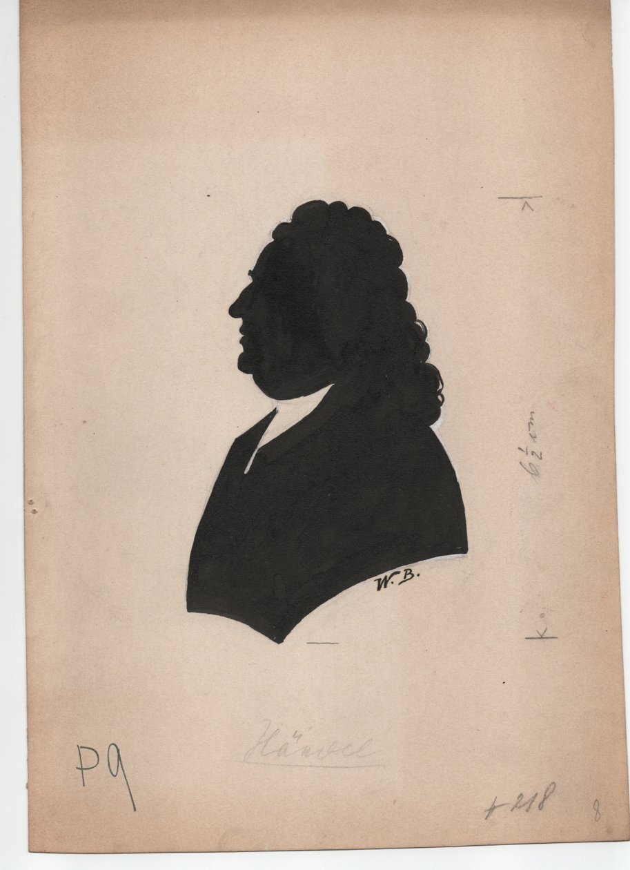 George Frideric Händel (1785-1759) (cca 1850, silueta) od Unbekannter Künstler