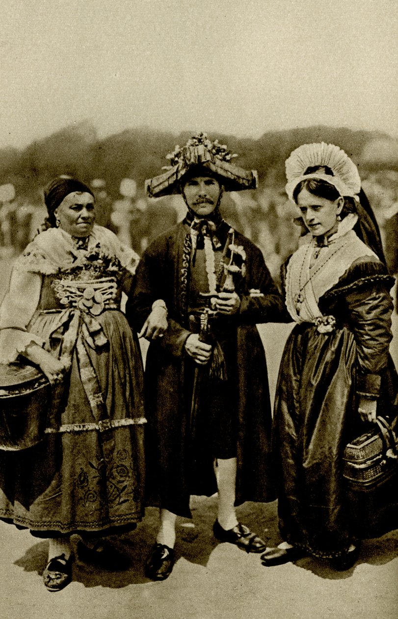 Německo. Lidé z Bavorské vysočiny v nákladných středověkých kostýmech. 1920 od Unbekannt