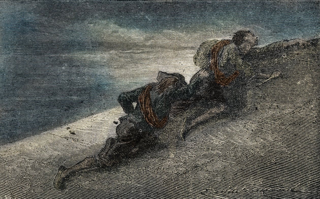 Giacomo Casanova a Marin Balbi unikli z Prison des Plombs v Benátkách kopáním tunelu v cele od Unbekannter Künstler