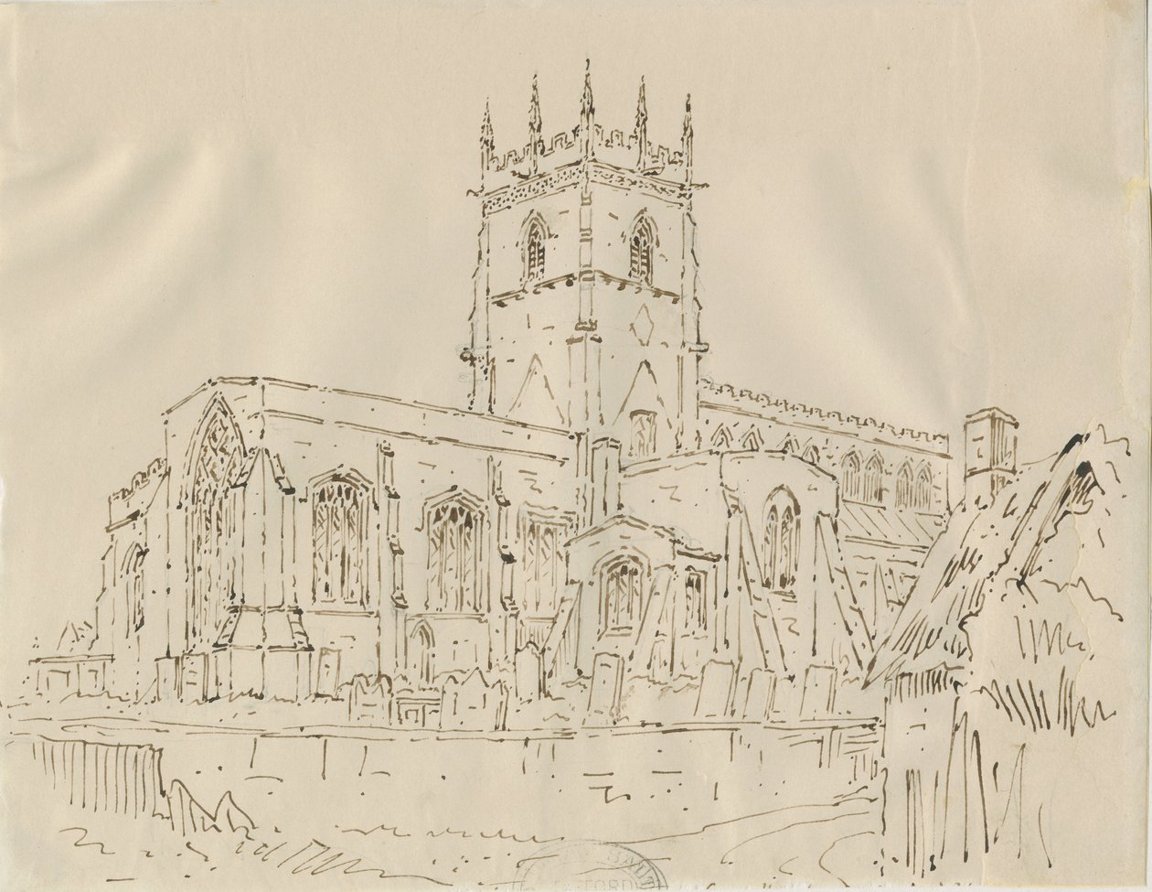 Gnosall Church: kresba perem a tuší, nd [30. léta 19. století] od Unbekannt