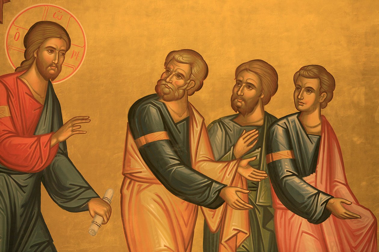 Freska řeckého pravoslavného kostela: Kristus po jeho proměnění Thessaloniki Řecko od Unbekannt