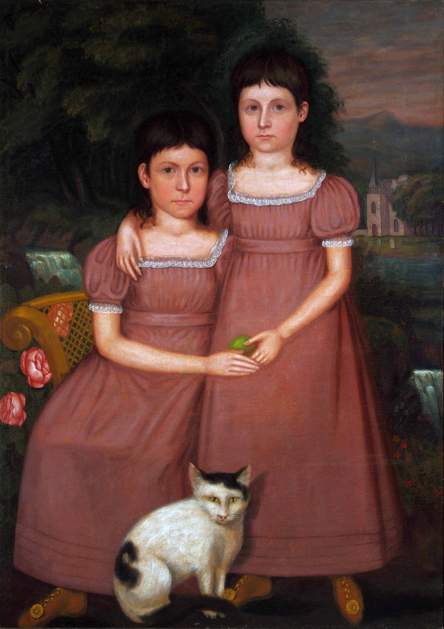 Sestry Hamiltonovy s kočkou 1825 (olej na plátně) od Unbekannter Künstler