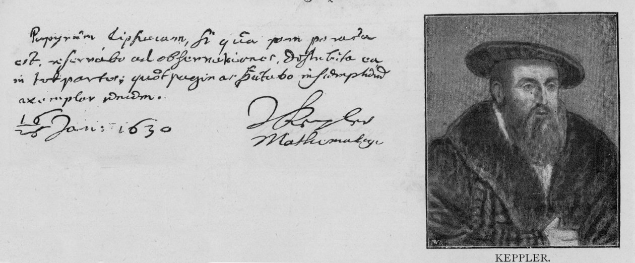 Rukopis a podpis Johannese Keplera (1571-1630) od Unbekannt
