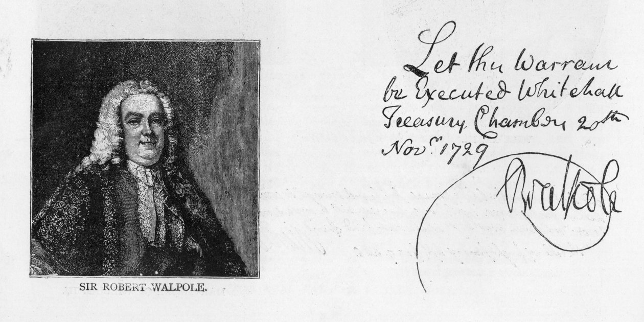 Rukopis a podpis sira Roberta Walpolea od Unbekannt