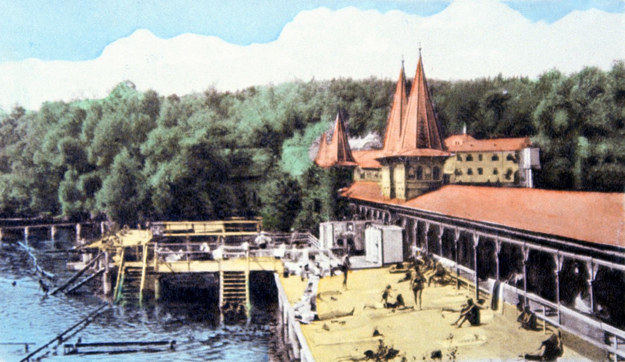 Hevízské termální jezero, Maďarsko, asi 1920 (pohlednice) od Unbekannter Künstler