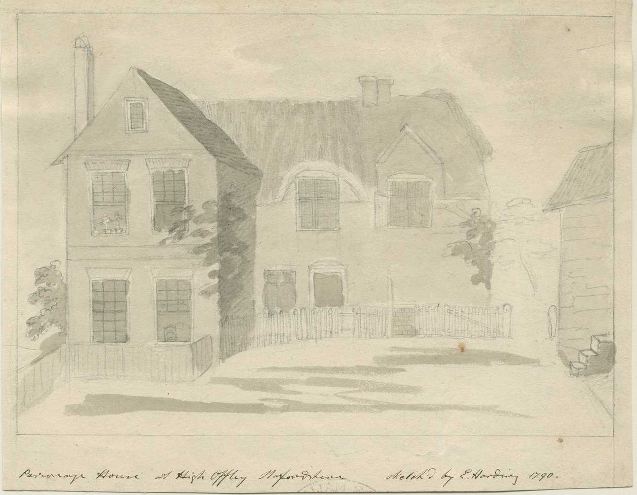 High Offley - Parsonage: kresba tužkou a lavírováním, 1790 od Unbekannt