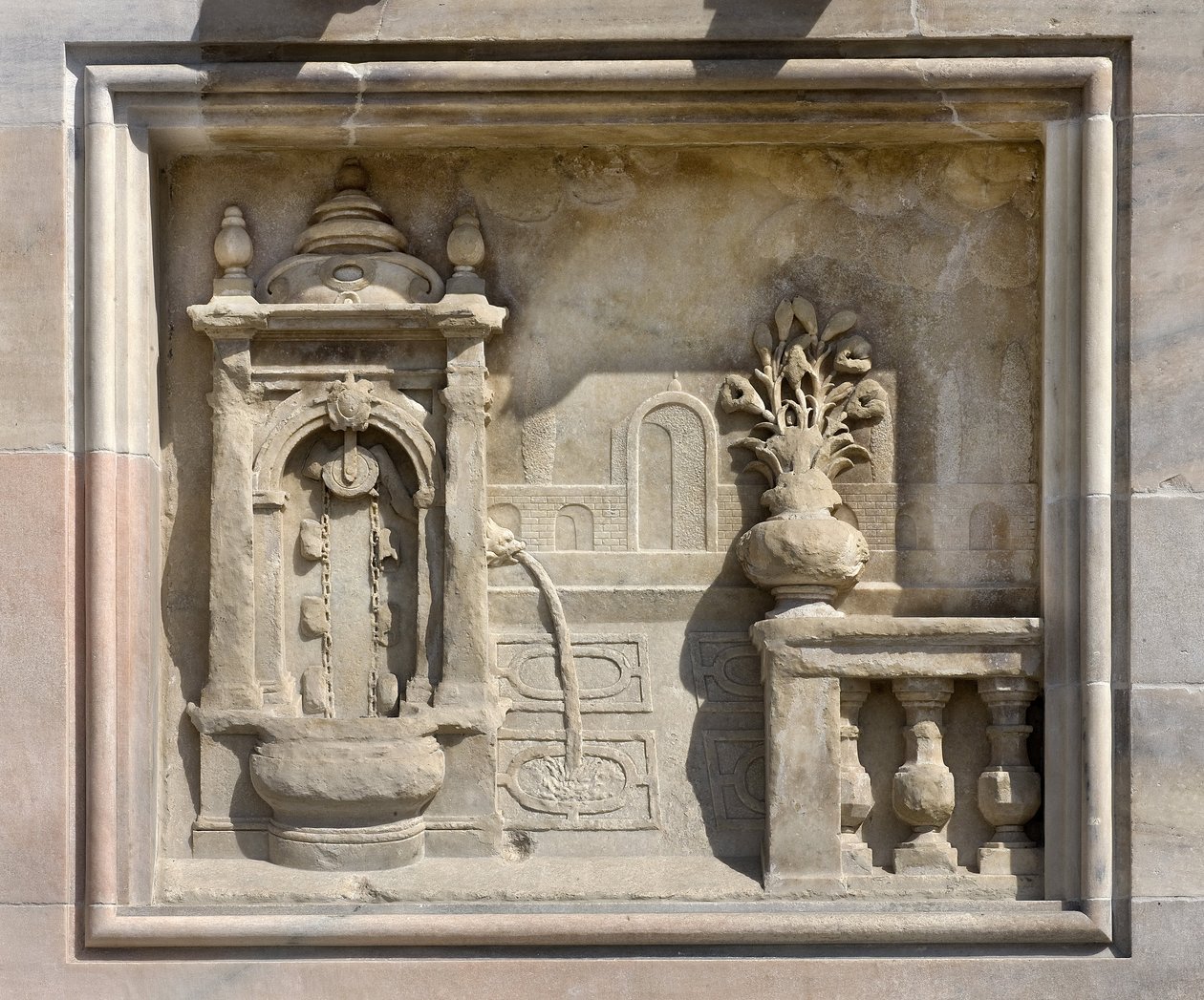Vysoký reliéf představující studnu pokrytou Francescem Bonem (1654). Katedrála (dóm nebo duomo) Milán Itálie od Unbekannt