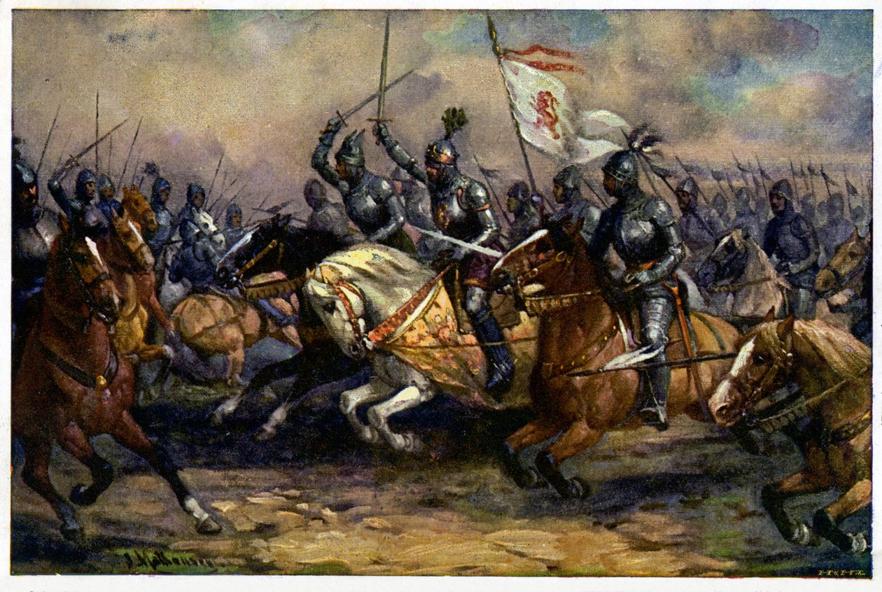 Dějiny. Francie. Stoletá válka. Český král Jan (Jan Slepý) v bitvě u Crecy, 26. srpna od Unbekannter Künstler