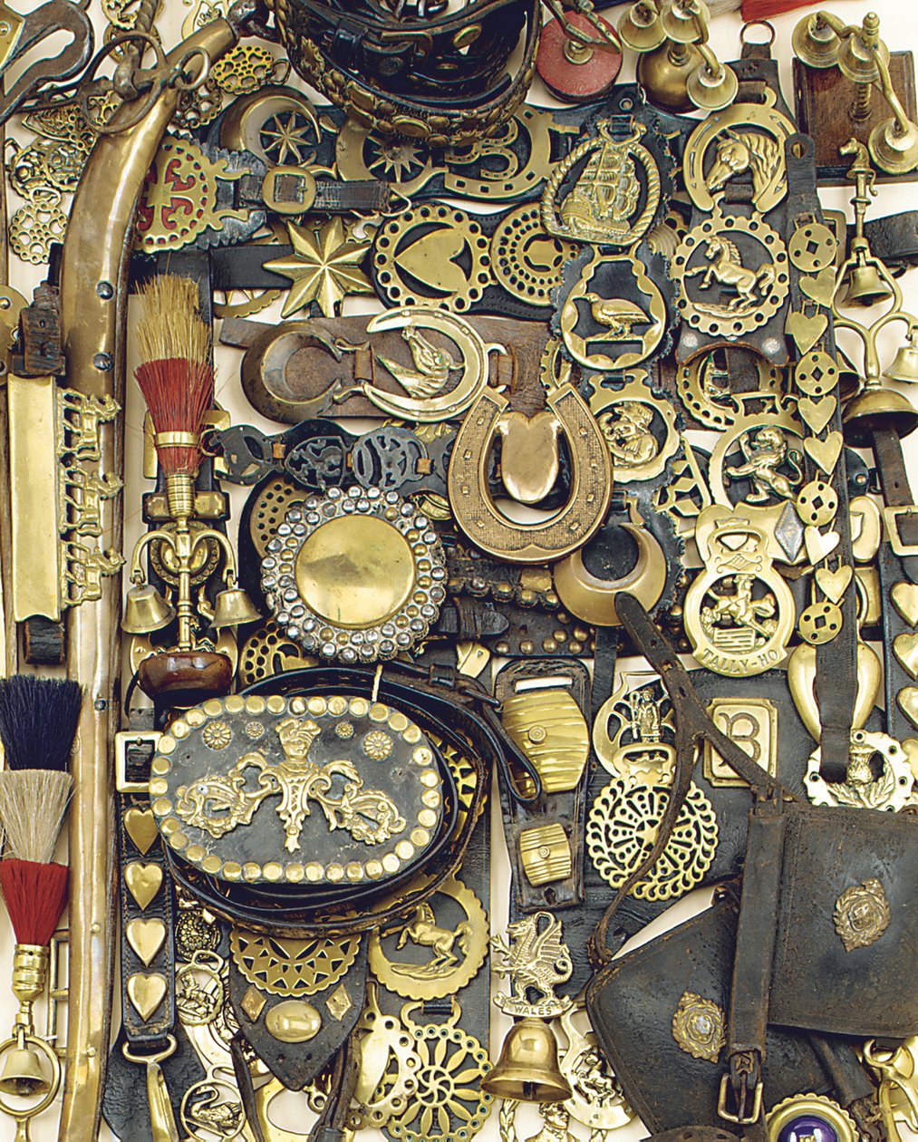 Koňské mosazné maskáče a kožené martingaly, konec 19. / začátek 20. století od Unbekannt