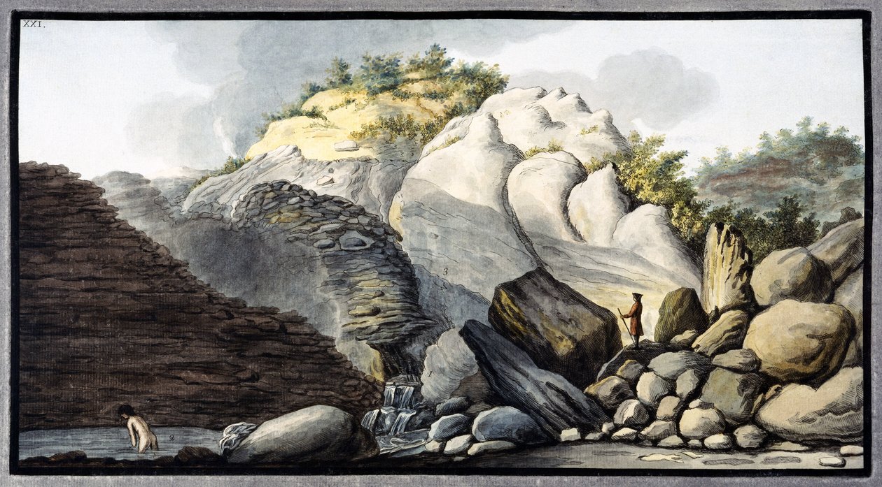 Horký pramen v Solfaterra, poblíž Neapole, Neapolské království, c 1760 od Unbekannter Künstler
