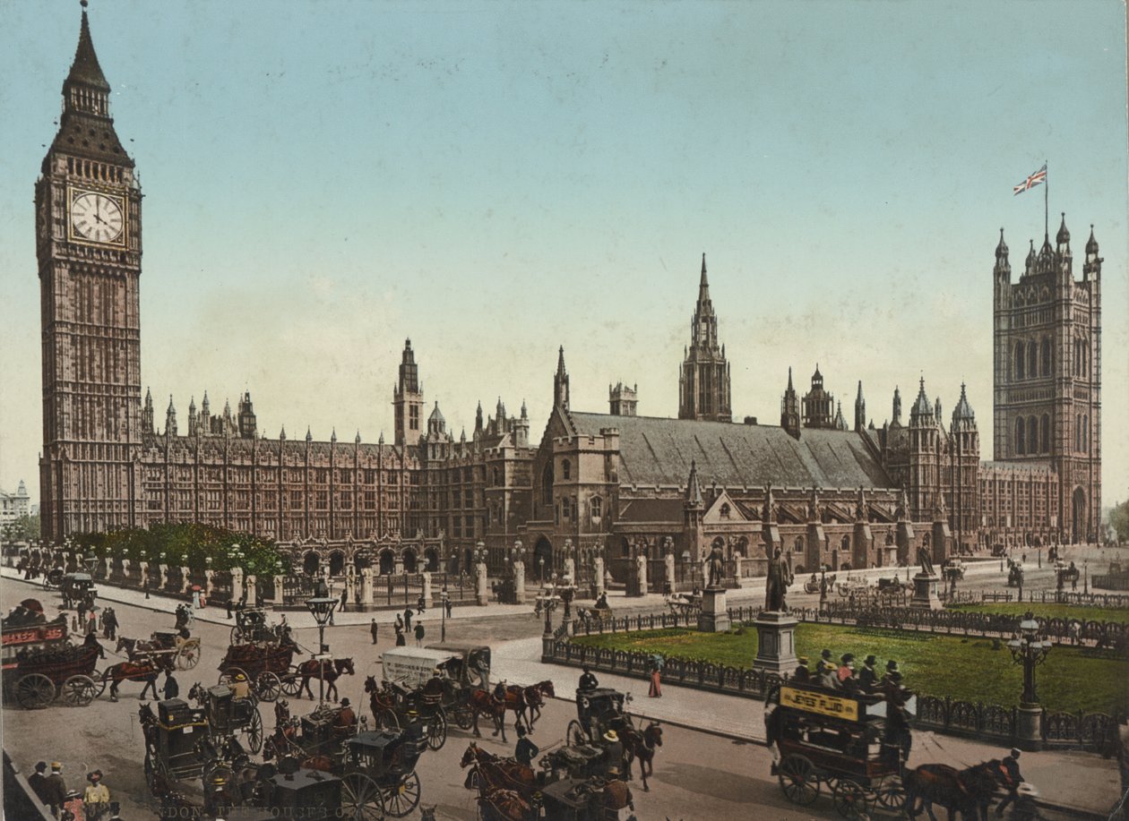 Houses of Parliament, Londýn, cca 1890-1900 (fotochromanický tisk) od Unbekannt