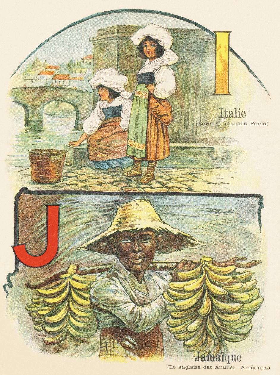 I J: Itálie, Jamajka - ABC dvou světů. Emile Guerin, nakladatel, Paříž, kolem roku 1900. Rozměry: 27,5 x 21,5 cm od Unbekannt