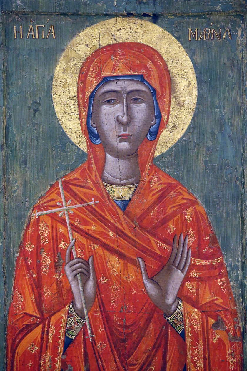 Ikona v byzantském muzeu Pedoulas: Saint Marina (18. století), 20150510, Pedoulas, Kypr od Unbekannt