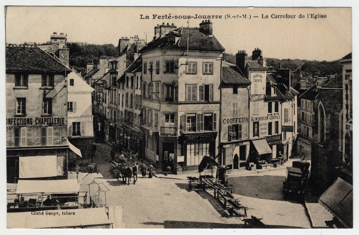 Ile de France, Seine et Marne (77), Ferte-sous-Jouarre (Ferte-sous-Jouarre): křižovatka Církve - Pohlednice konec 19.-začátek 20. stol. od Unknown