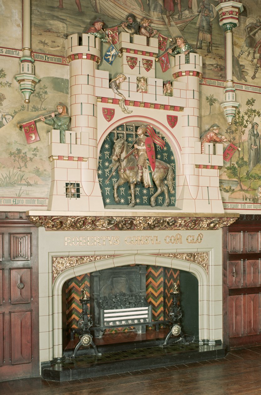 Interiér, detail krbu, Cardiff Castle, Wales, cca 1875 (foto) od Unbekannt
