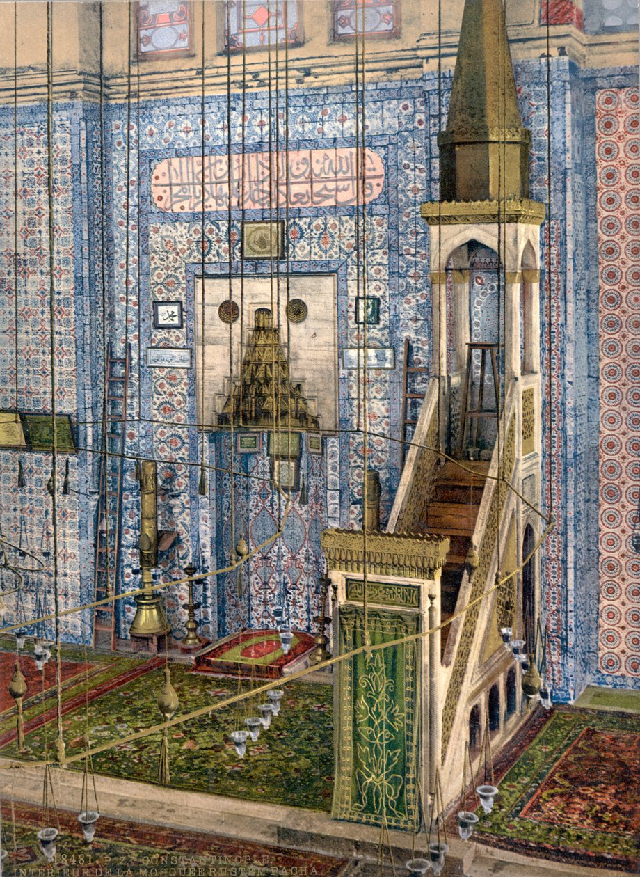 Interiér mešity Rüstem Pasha, Konstantinopol, c.1890-1900 od Unbekannt