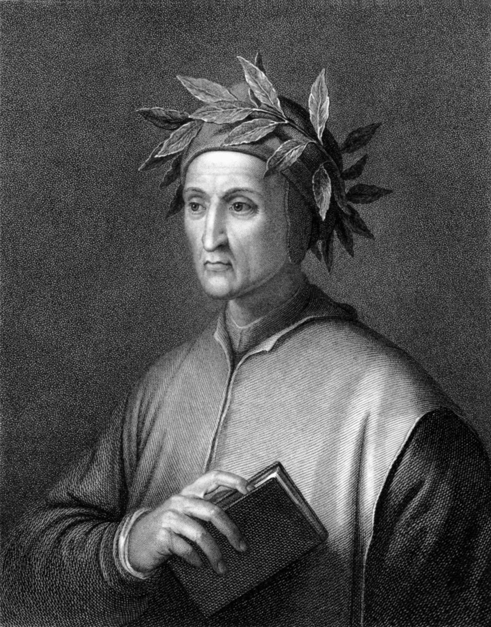 Italský básník Dante Alighieri (černobílá fotografie) od Unbekannt