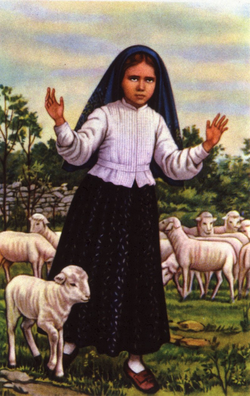 Jacinta, která viděla Pannu Marii ve Fatimě v roce 1917, asi 1920-1930 (pohlednice) od Unbekannter Künstler