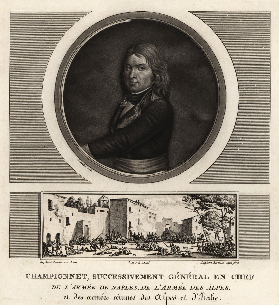 Jean Etienne Vachier Championnet, vrchní generál armády Neapole, Alp, Itálie od Unbekannt