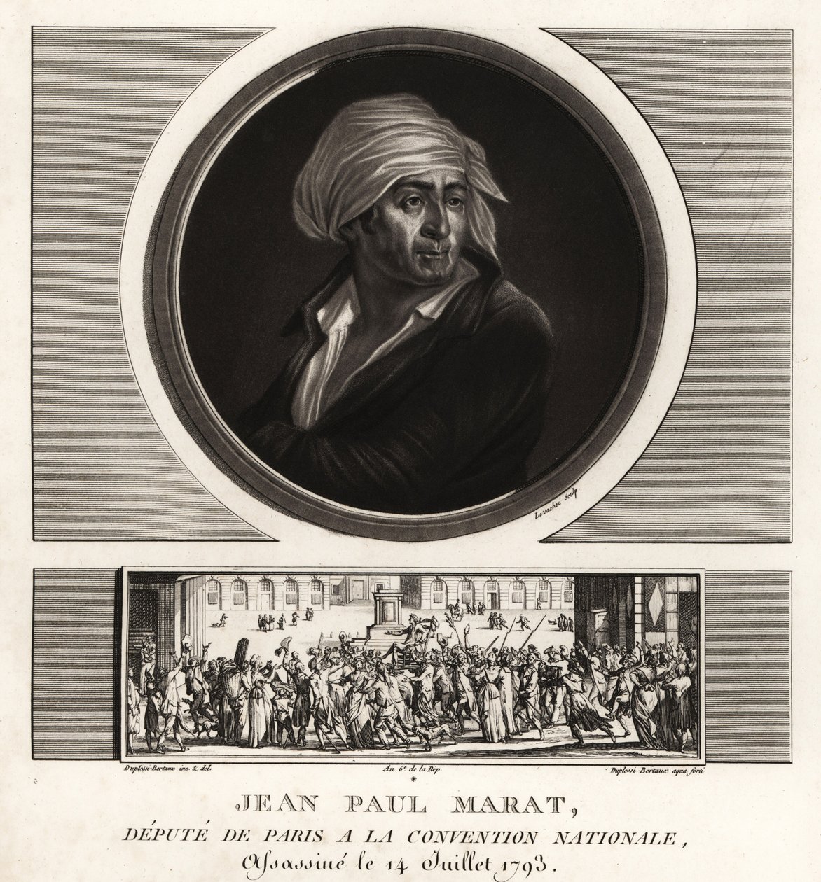 Jean Paul Marat, zástupce Paříže v Národním shromáždění, zavražděn v roce 1793 od Unbekannt