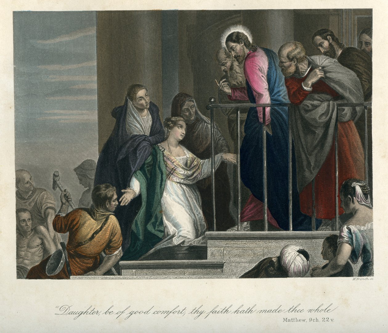 Ježíš uzdravuje ženu s krevními výrony - Bible, Nový zákon od Unbekannter Künstler