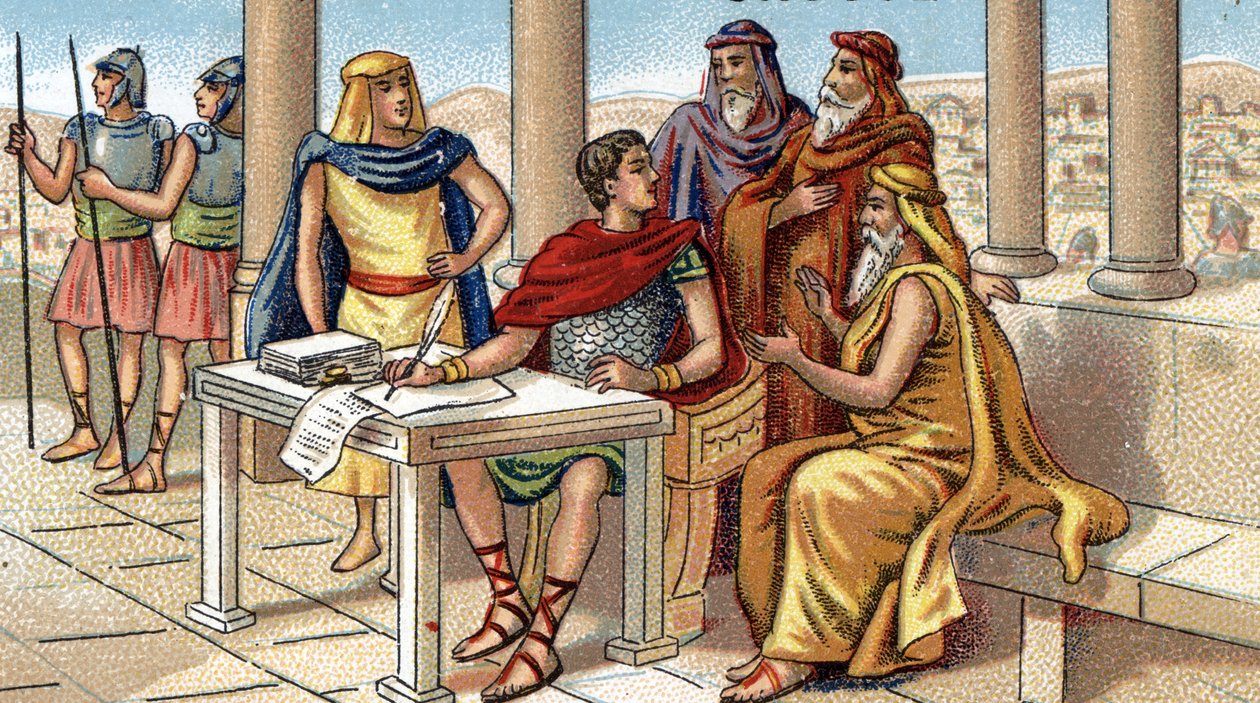 Julius Caesar píšící své komentáře o galské válce od Unbekannter Künstler
