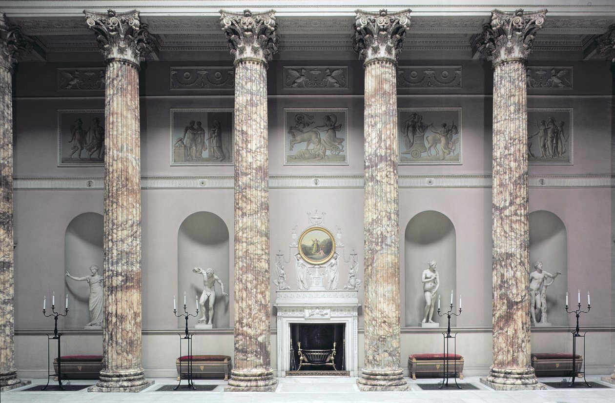 Kedleston Hall, interiér Marble Hall, postavený Robertem Adamem (1728-92), Derbyshire, UK (foto) od Unbekannt